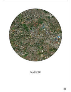 Affiche Nairobi – Poster vue satellite 2.5km Couleur | Gravura – Fond clair
