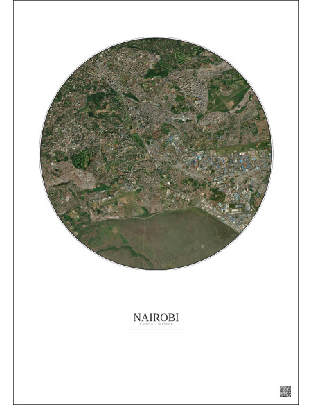 Affiche Nairobi – Poster vue satellite 6km Couleur | Gravura – Fond clair