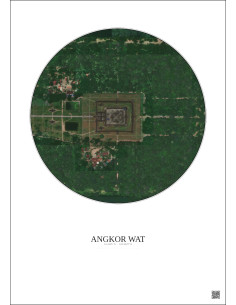 Affiche Angkor Wat – Poster vue satellite 0.5km Couleur | Gravura – Fond clair
