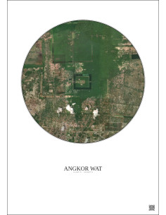 Affiche Angkor Wat – Poster vue satellite 5km Couleur | Gravura – Fond clair
