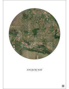 Affiche Angkor Wat – Poster vue satellite 30km Couleur | Gravura – Fond clair