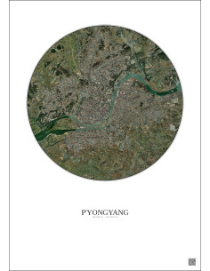 Affiche P Yongyang – Poster vue satellite 10km Couleur | Gravura – Fond clair