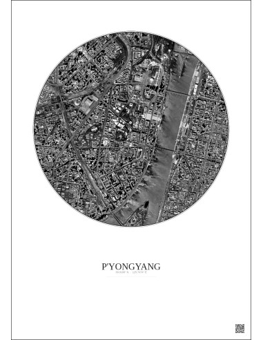 P Yongyang Satellite View Poster 2.5km B&W | Gravura – Light background