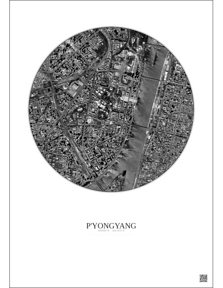 P Yongyang Satellite View Poster 2.5km B&W | Gravura – Light background