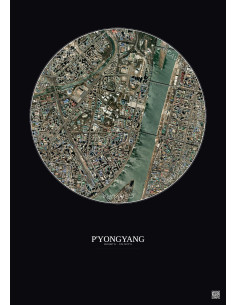 Affiche P Yongyang – Poster vue satellite 2.5km Couleur | Gravura – Fond foncé