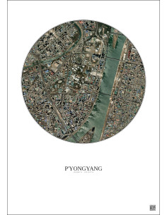 Affiche P Yongyang – Poster vue satellite 2.5km Couleur | Gravura – Fond clair