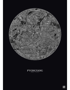 Affiche P Yongyang – Poster vue satellite 6km N&B | Gravura – Fond foncé