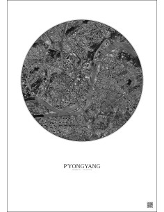 Affiche P Yongyang – Poster vue satellite 6km N&B | Gravura – Fond clair