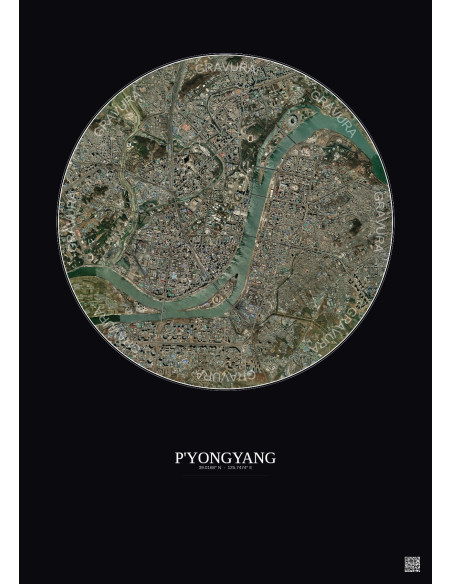 P Yongyang Satellite View Poster 6km Color | Gravura – Dark background