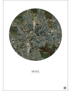 Affiche Seoul – Poster vue satellite 2.5km Couleur | Gravura – Fond clair