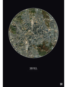 Affiche Seoul – Poster vue satellite 2.5km Couleur | Gravura – Fond foncé