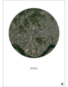 Affiche Seoul – Poster vue satellite 6km Couleur | Gravura – Fond clair