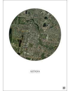 Affiche Astana – Poster vue satellite 6km Couleur | Gravura – Fond clair