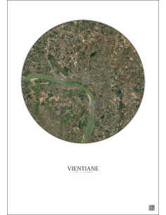 Affiche Vientiane – Poster vue satellite 10km Couleur | Gravura – Fond clair
