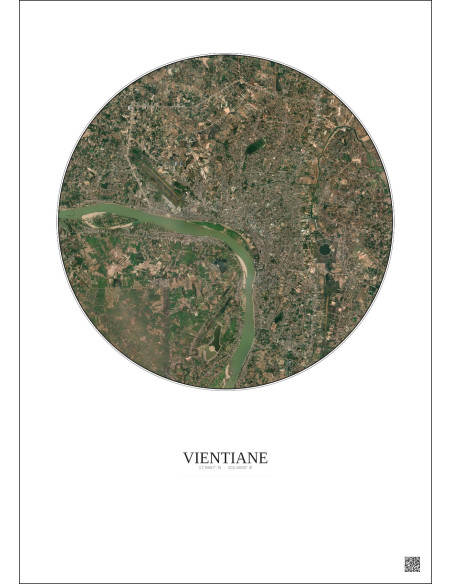 Vientiane Satellite View Poster 10km Color | Gravura – Light background