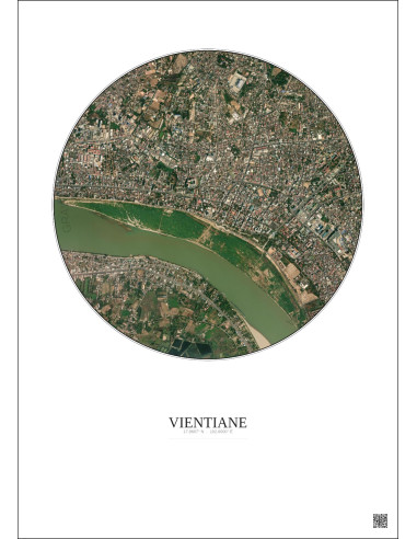 Vientiane Satellite View Poster 2.5km Color | Gravura – Light background