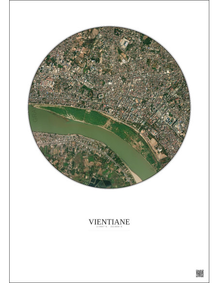Vientiane Satellite View Poster 2.5km Color | Gravura – Light background