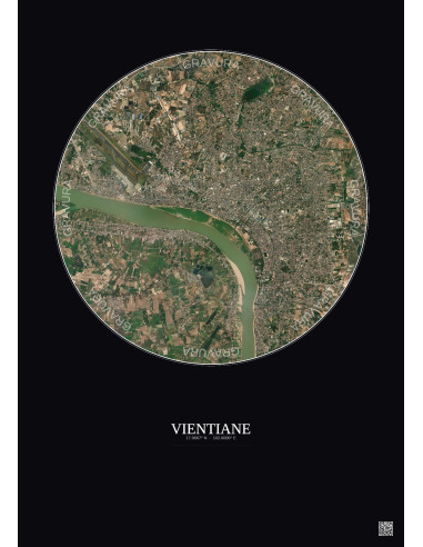 Vientiane Satellite View Poster 6km Color | Gravura – Dark background