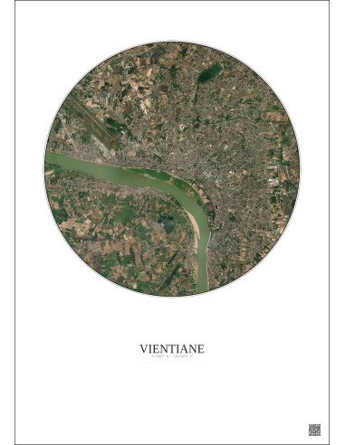 Vientiane Satellite View Poster 6km Color | Gravura – Light background