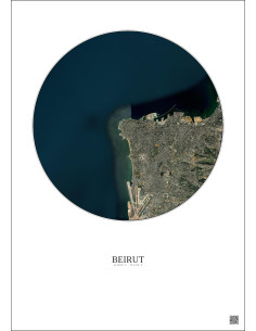 Affiche Beirut – Poster vue satellite 10km Couleur | Gravura – Fond clair