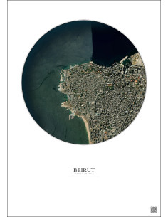 Affiche Beirut – Poster vue satellite 2.5km Couleur | Gravura – Fond clair