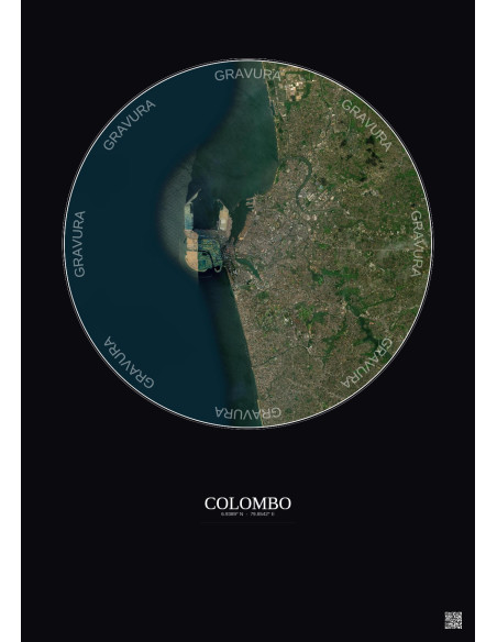 Colombo Satellite View Poster 10km Color | Gravura – Dark background