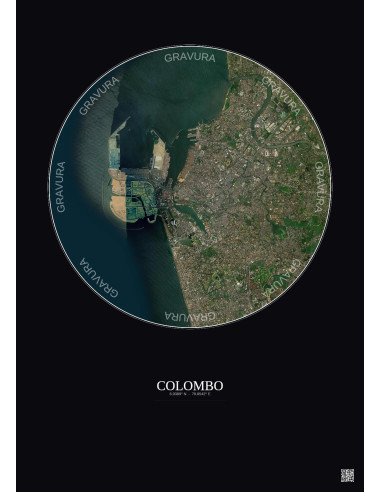 Affiche Colombo – Poster vue satellite 6km Couleur | Gravura – Fond foncé