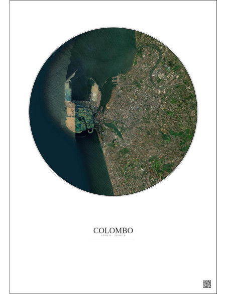 Colombo Satellite View Poster 6km Color | Gravura – Light background