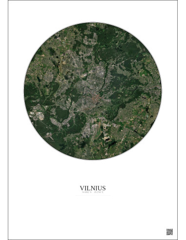 Affiche Vilnius – Poster vue satellite 10km Couleur | Gravura – Fond clair