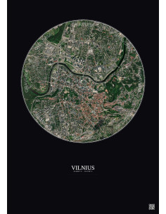Affiche Vilnius – Poster vue satellite 2.5km Couleur | Gravura – Fond foncé