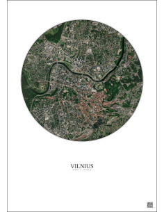 Affiche Vilnius – Poster vue satellite 2.5km Couleur | Gravura – Fond clair