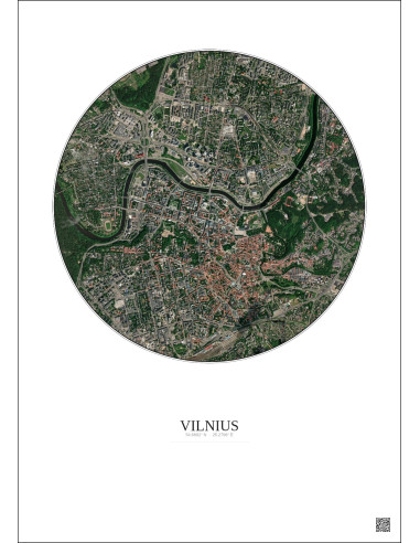 Affiche Vilnius – Poster vue satellite 2.5km Couleur | Gravura – Fond clair