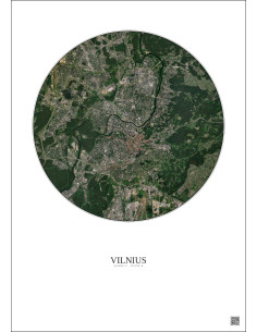 Affiche Vilnius – Poster vue satellite 6km Couleur | Gravura – Fond clair