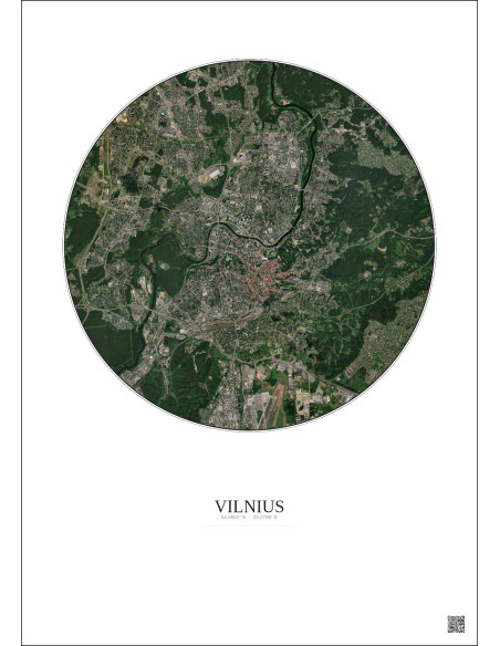 Affiche Vilnius – Poster vue satellite 6km Couleur | Gravura – Fond clair