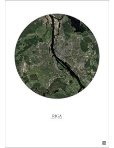 Affiche Riga – Poster vue satellite 10km Couleur | Gravura – Fond clair