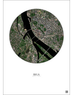 Affiche Riga – Poster vue satellite 2.5km Couleur | Gravura – Fond clair