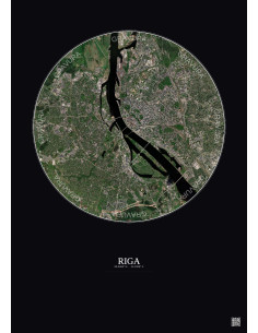 Affiche Riga – Poster vue satellite 6km Couleur | Gravura – Fond foncé