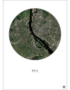 Affiche Riga – Poster vue satellite 6km Couleur | Gravura – Fond clair