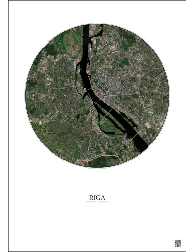 Affiche Riga – Poster vue satellite 6km Couleur | Gravura – Fond clair