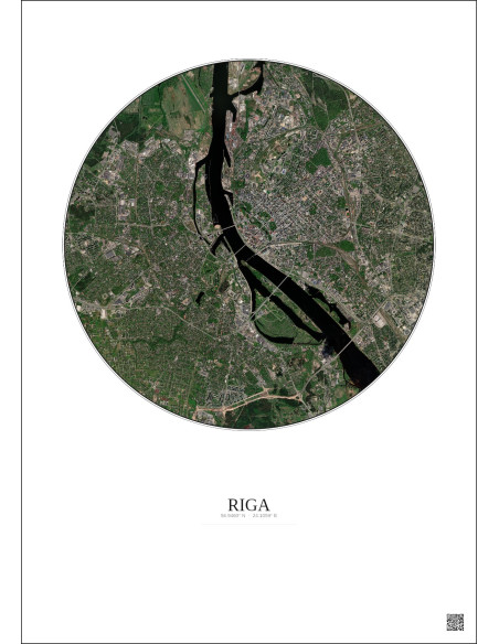 Affiche Riga – Poster vue satellite 6km Couleur | Gravura – Fond clair