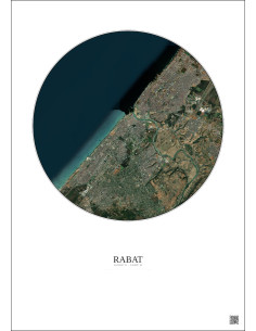 Affiche Rabat – Poster vue satellite 10km Couleur | Gravura – Fond clair
