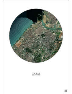 Affiche Rabat – Poster vue satellite 2.5km Couleur | Gravura – Fond clair