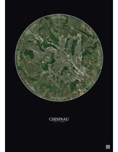 Affiche Chisinau – Poster vue satellite 10km Couleur | Gravura – Fond foncé