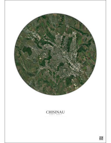Chisinau Satellite View Poster 10km Color | Gravura – Light background