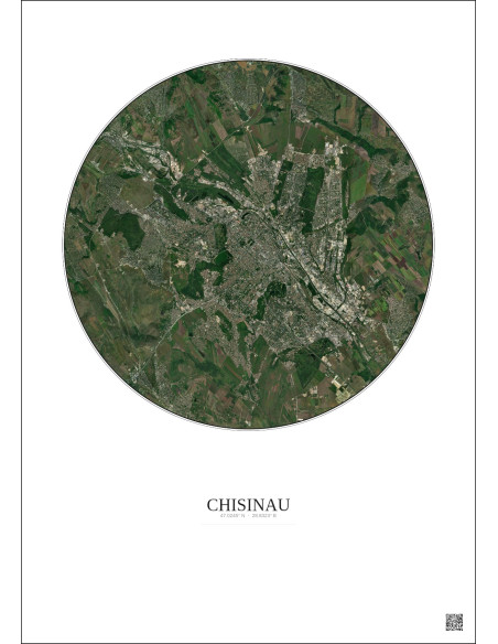 Chisinau Satellite View Poster 10km Color | Gravura – Light background