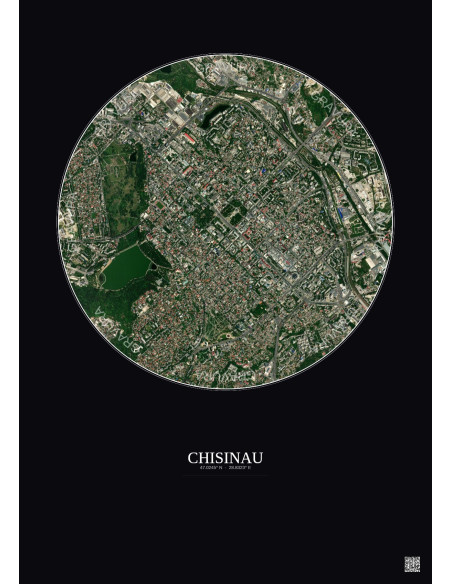 Chisinau Satellite View Poster 2.5km Color | Gravura – Dark background