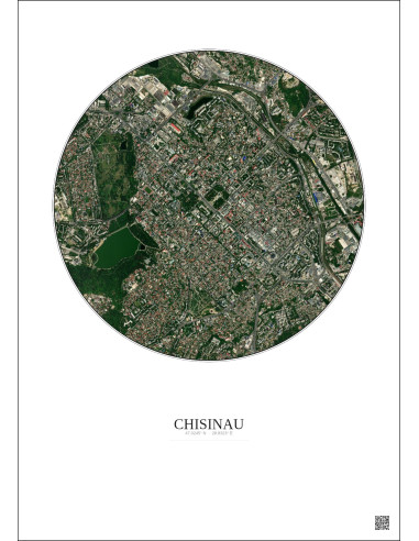 Chisinau Satellite View Poster 2.5km Color | Gravura – Light background