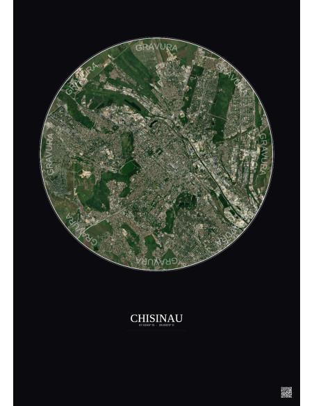 Chisinau Satellite View Poster 6km Color | Gravura – Dark background
