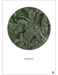 Affiche Chisinau – Poster vue satellite 6km Couleur | Gravura – Fond clair