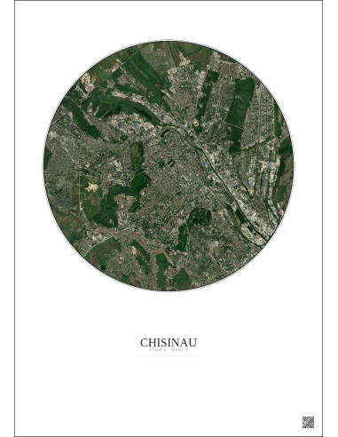 Chisinau Satellite View Poster 6km Color | Gravura – Light background